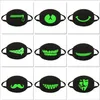 Tvättbar andningsbar Unisex Black Cloth Masks LED Lysous Cartoon Face Mask Resuable Bomull Mouth Mask Halloween Party Masks