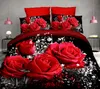 40 Cotton 3D Rose Beddengoed Sets Hoge Kwaliteit Zachte Dekbedovertrek Bedsheet Kussensloop Reactief Gedrukt Beddengoed Queen Bedlinnen