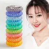 新しい28色の透明な電話線コードヘアタイの女の子弾性髪のバンドリングロープキャンディーカラーブレスレット伸縮性のあるヘアバンドT2C5202