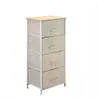 Linne / Natur 4-tier Dresser Tower Fabric Drawer Organizer + 4 Easy Draws