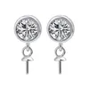 Elegant Classic Round Zircon Earring Pearl Mounts 925 Sterling Silver Findings Fine Jewelry Making 5 Pairs