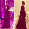 2019 NOUVEAU Hot New Red Carpet robes de célébrités avec une longue cape en mousseline de soie Wrap arabe pakistanais robes de soirée de bal sirène sur mesure 437