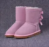 2020 Дешевых дизайнер Австралия женщины классических снегоступов лодыжка короткого лук ботинок шерсти для зимы черного каштан дамской обуви размера 35-41