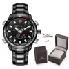 Naviforce Brand Men Military Sport Watches Mens LEDアナログデジタルウォッチ男性陸軍ステンレスクォーツ時計