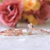 Anillos de bodas de color oro rosa chapado conjunto para mujeres chic elegantes anillos de compromiso con zircon blanco marca de moda anillas