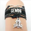 Zodiac tekens gevlochten lederen armbanden 12 sterrenbeelden Gemini Steenbok Cancer Charms Armband Polsband Stijlen Wholesale Factory Direct