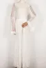 C5194 봄 여름 유럽 패션 여성 레이스 긴 드레스 투명 경적 긴팔 V 넥 섹시한 레이스 드레스