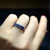 Fashion Sapphire Silver Ring 6pcs 2mmx4mm Natural Midnight Blue Sapphire Silver Ring Solid 925 Silver Gemstone Ring