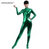 SPEERISE Mujeres Catsuit metálico brillante Spandex Cosplay sin cabeza Trajes Zentai Traje de piel de cuerpo completo Traje de cuello de tortuga Traje de Unitard