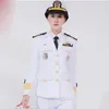 Luxo iate capitão roupas europeu marinho festa de vestuário desempenho uniforme madame branco roupa militar traje formal branco