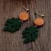 Neue Mode Bohemen Green leaf Baumeln Holz Ohrring für Frauen Elegante Sommer Strand Ohrring Partei Schmuck