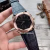 11 Estilo Melhor Octo Finíssimo Rose Gold Automatic Mens Watch Dial 102371 BGOP40BGLXT Black Leather Strap Gents Relógios de Desporto