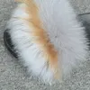 Real Fox Fur Slides Mix Colors Furry Sliders Women Ladies Päl Slippers Toppkvalitetshandel / Partihandel DMD