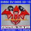 Kropp för SUZUKI SV650 SV1000S SV650S 03 04 05 06 07 08 308HM.7 SV 650s 1000 S 1000S Stock Rizla Blue 2003 2004 2005 2006 2007 2008 FAIRING