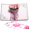 3Dポップアップカード母の日ギフトカード私はママのカーネーションの花の花束の誕生日カードのための花束グリーティングカード