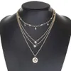Stern-Mond-Mehrschicht-Halskette mit Strass, Party-Schmuck, Charm-Halskette für Damen, Modeschmuck