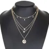 Star Moon Multi-Layer Halsband med Rhinestone Party Smycken Charm Choker Halsband för kvinnor Mode Smycken