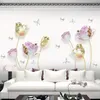 Tulpe Wandaufkleber Blume 3D Wandaufkleber Wohnzimmer Schlafzimmer Badezimmer Home Decor Dekoration Poster Y200103