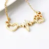 Coeur Collier Romantique Amour Électrocardiogramme Pendentif Ours Patte Chien Empreintes Chaîne Collier Saint Valentin Bijoux Cadeau De Noël DHL