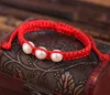 20pcs/lot Lucky Kabbalah Red String Pearl Charms Hamsa Bracelets Women Handmade Fatima Friendship Jewelry