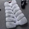 2018 Płaszcz Zimowy Kobiety Futro Kamizelka Moda Slim Bez Rękawów Faux Fur Kamizelka Długi Plus Rozmiar Luksusowa Zagęszczona Kurtka Gilet Veste Pink