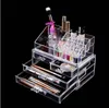 Gratis verzending ons voorraad groothandel 4 laden geïntegreerde acryl make-up case cosmetica organizer transparant