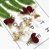 Ons magazijn bruiloft rode bloem goud vlinder haarbanden bruiloft tiara parelhoofdbanden bruidshaar sieraden accessoires