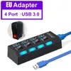 USB 3.0 허브 USB 허브 3.0 멀티 USB 분배기 3 HAB 사용 전원 어댑터 4/7 포트 다중 확장기 2.0 USB3 허브가있는 PC 용 스위치 포함