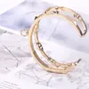 Luxe modemerk sieraden dame messing dubbele rijen instelling diamant square klinknagel hetter 18k gouden verloving open armbanden ring 6228919