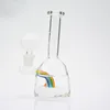 6 inch Rainbow oil rig hookah mini white dab glass bong showerhead perc small glass water pipe with 14mm bowl