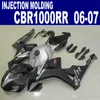Injectie Mold ABS Bodykits voor Honda Backings CBR1000RR 2006 2007 Matte Black Silver Fairing Kit CBR 1000 RR 06 07 VV47