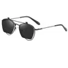 Dames retro heren en dames flip zonnebril ronde metalen frame bril flip lens topkwaliteit flip clear lens pun sunglasses verzend vak