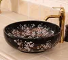 Colorful Ceramic Painting Black plum blossom China Painting wash basin Bathroom vessel sinks washbasin ceramic