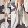 Overskirt Wedding Dresses Sweep Train Lace 3D Floral Appliqued Beads Mermaid Wedding Dress Custom Made Bridal Gowns Robes De