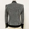 HIGH STREET 2020 Baroque Designer Jacket Femme Col châle Shimmer Houndstooth Tweed Jacket