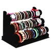 Nya smycken Display Black 3 Layers Velvet Armband Watch Display Smyckeshållare Stand Löstagbara smycken Stand EC14325986