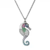 Gold/Silver Color Chain Women Men Necklace Colourful CZ Stone Seahorse Pendant Necklace Female Party Jewelry Best Gift