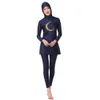 Full body modest hijab swimsuit cap muslim Womens plus size swimwear long sleeve casual bathing suit S-XXXL