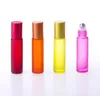 고품질 블루 / 그린 / 핑크 / 블랙 / 앰버 미니 10ml ROLL ON GLASS BOTTLE for Fragrances 에센셜 오일 스테인레스 스틸 롤러 볼 SN3223