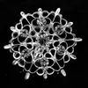 1.55 Inch Sparkly Silver Tone Clear Rhinestone Crystal Diamante Round Shape Flower Party Brooch Pins