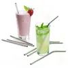 8.5/10.5inch Straight Bent Stainless Steel Straw Reusable Drinking Straws Eco Friendly Bar Party Drinking Tool Silver Metal Straws BC BH3701