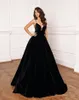 V Neck Black Evening Dresses Velvet Evening Gowns Plus Size Sexy Elegant Prom Dress robe de soiree vestidos de fiesta Abendkleider