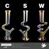 Rainbow and Glow in Dark Green Bongs Water Pipes met 1 stuk Downstam en 1 stuk glazen kom