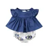 Baby Girl Clothes florais meninas vestidos Shorts 2PCS Set Voador da criança da luva Tops Flor Pant ternos Verão Roupas de bebê DHW3470