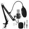 Professionell mikrofonljudstudioinspelningskondensor XLR -datormikrofonsatser med 35 mm Plug Mic Stand BM700 Kit Black MI5874430