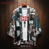 Kuangnan Kimono Camicia Uomo Streetwear Kimono Cardigan Camicie da uomo Casual Kimono giapponese Camicia da uomo 5xl Abbigliamento 2019 Primavera Nuovo SH19062801