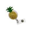 10 -stcs/lot sleutelringen intrekbaar email Rhinestone kristal geel fruit ananas vorm badge haspelhouder clip medisch voor decoratie