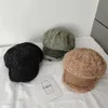 nouvelle mode hiver de femme Newsboy Cap femme agneau Faux casquette de baseball de fourrure en peluche Vintage octogonal Béret Femme