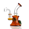 Orange Sköldpadda Bong Glas Vatten Bongs Glas DAB Rigger Percolater DAB Rigglas Bong Vattenrör Recycler Tjock bas 14mm led