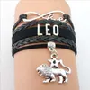 Zodiac Signs Braided Leather Bracelets 12 Constellations Gemini Capricorn Cancer Charms Bracelet Wristband Styles Wholesale Factory Direct